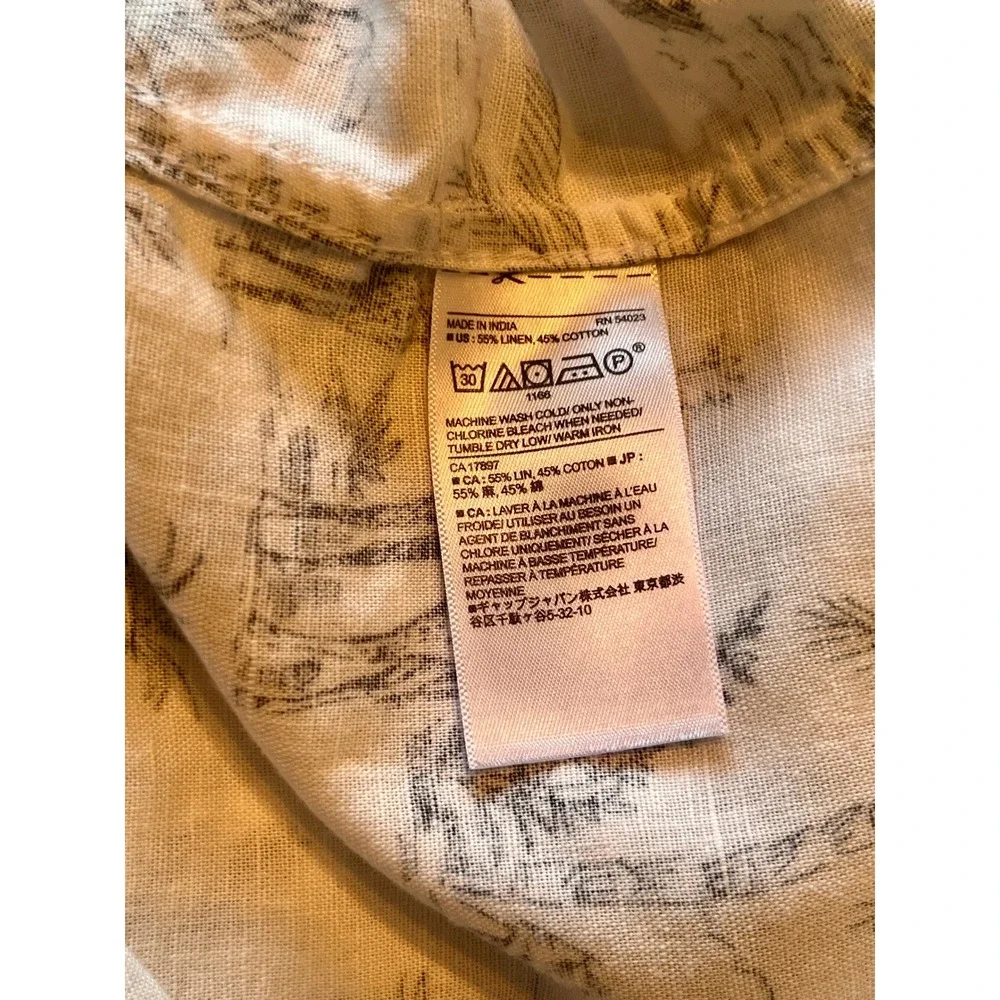 Banana Republic Shirt Mens Small White Excellent Safari Toile Linen Slim Fit